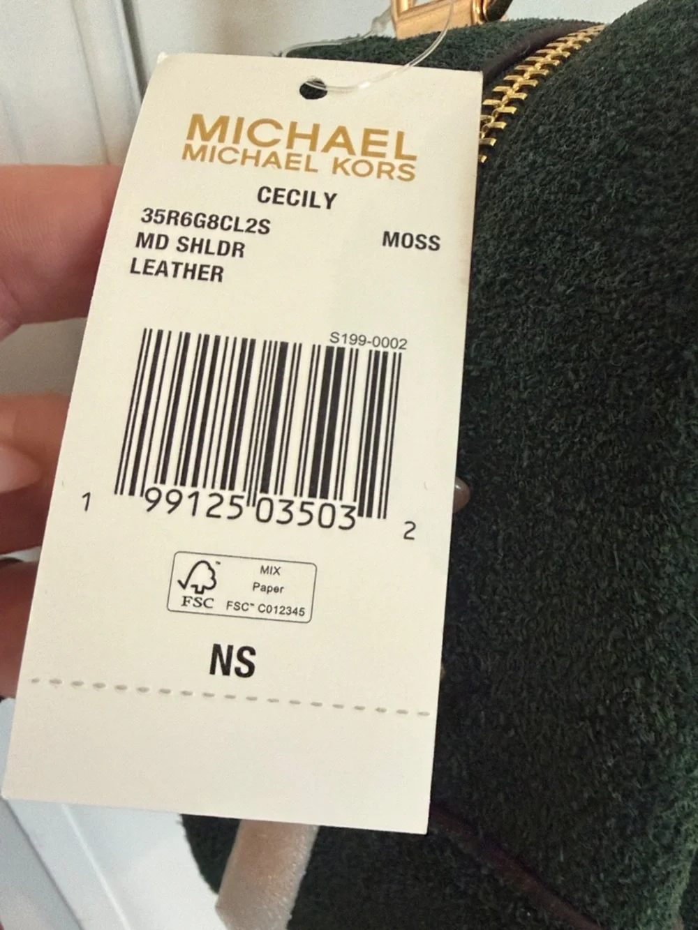 Michael Kors Forest Green Suede Shoulder Bag with Gold Hardware
